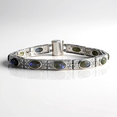 Bracciale in argento con Labradorite Blu Maniry (KM by Juwelo)
