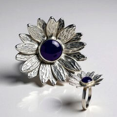 Anello in argento con Giada Lavanda (MONOSONO COLLECTION)