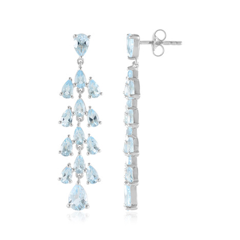 Zilveren oorbellen met hemel-blauwe topaasstenen