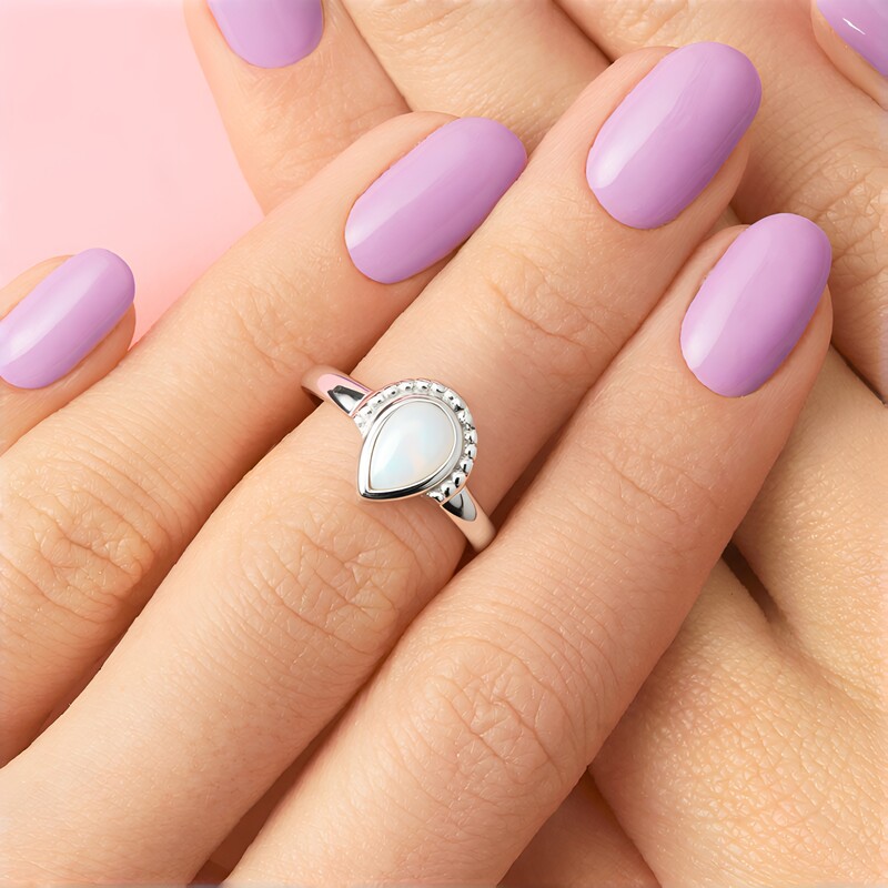 Weißer Opal-Silberring