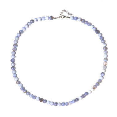 Blauer Band-Achat-Silberhalskette