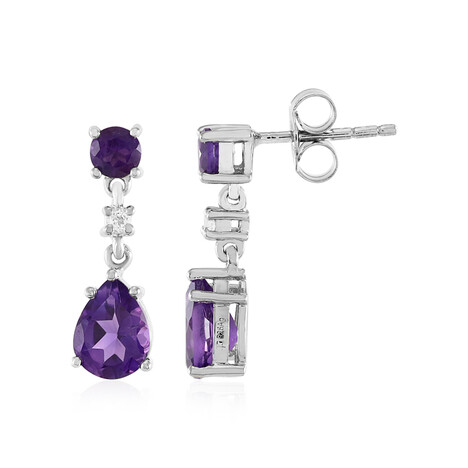 Sambia-Amethyst-Silberohrringe