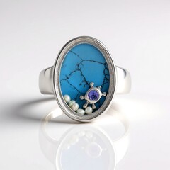 Anello in argento con Howlite Blu