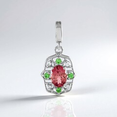 Pendentif en argent et Tourmaline rose du Nigéria
