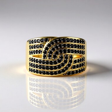 Black Spinel Silver Ring