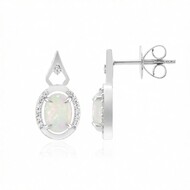 Brasilianischer Weißer Opal-Goldohrringe