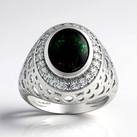 Bague en argent et Opale Mezezo (MONOSONO COLLECTION)
