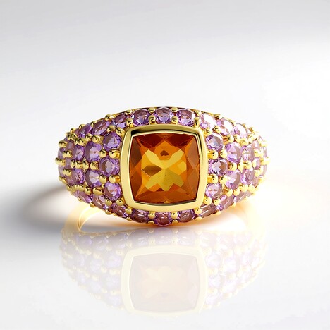 Anello in argento con Citrino Madeira (KM by Juwelo)