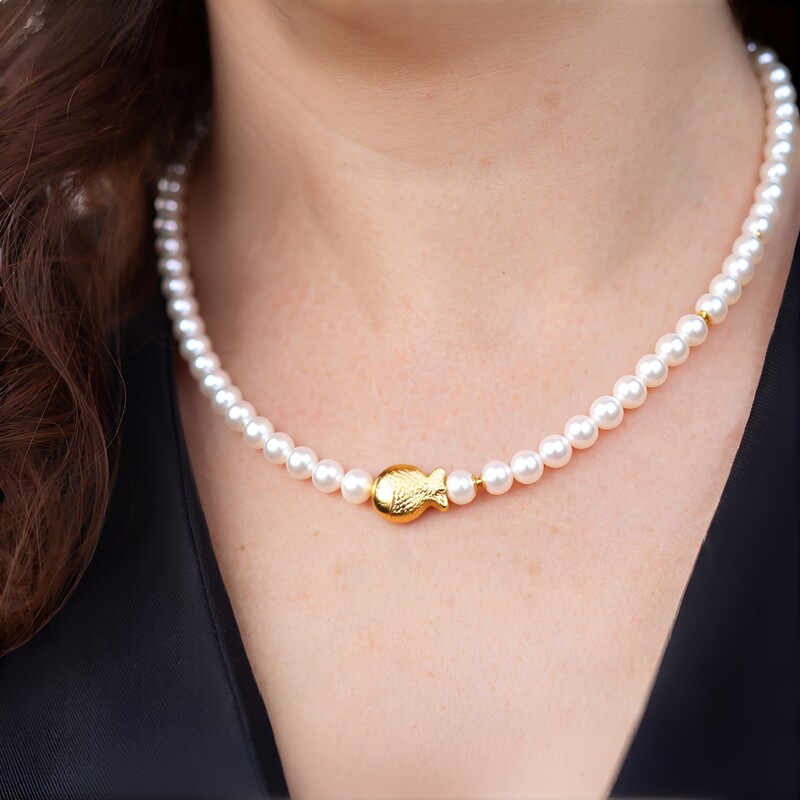 Weiße Süßwasserzuchtperlen-Silberhalskette