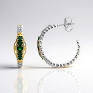 Boucles d'oreilles en argent et Emeraude de Zambie (Gems en Vogue)