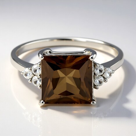 Anello in argento con Quarzo Fumè