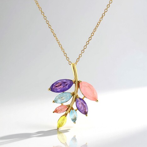 Collier en argent et Quartz pourpre pastel