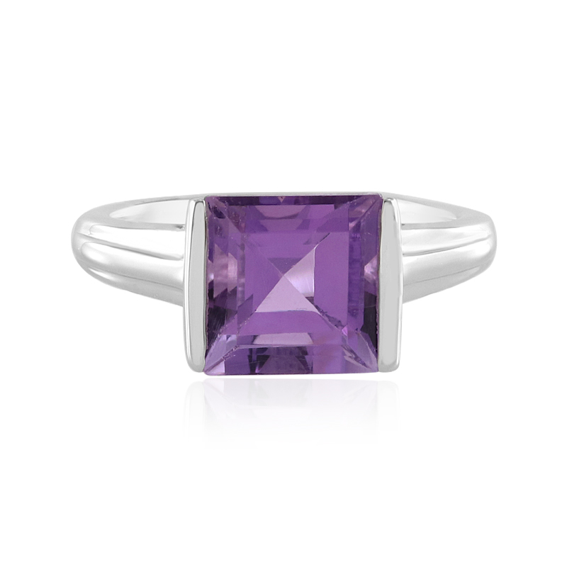 Anello brasiliano in argento 925 con ametista 2,7ct, design moderno