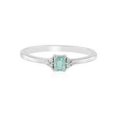Zilveren ring met een Paraiba kleurige smaragd