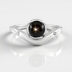 Anello in argento con Zaffiro Stellato Nero (de Melo Essence)