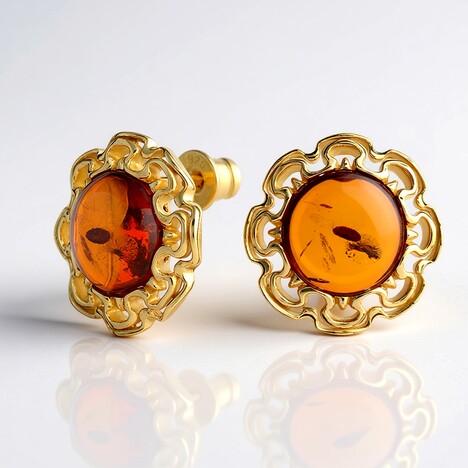 Orecchini in argento con Ambra Baltica Cognac (dagen)