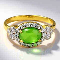 Anello placcato in oro con Crisoprasio Imperiale