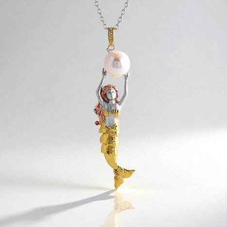Collana in argento con Perla d'Acqua Dolce Bianca (Gems en Vogue)