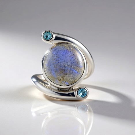 Anello in argento con Labradorite Blu Maniry (KM by Juwelo)