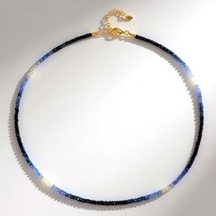 Collana in argento con Zaffiro Blu della Birmania