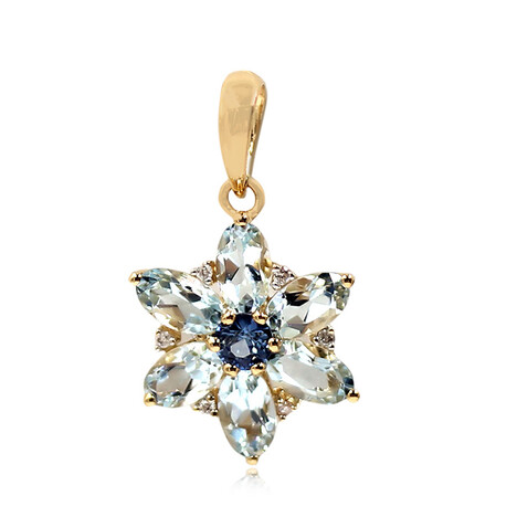 Gouden hanger met aquamarijnstenen