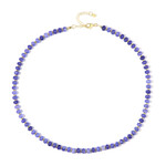 Zilveren halsketting met Blauwe kwartskristallen (Riya)