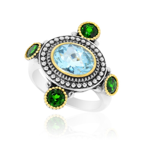 Anillo en plata con Topacio azul cielo