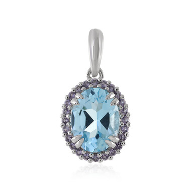 Colgante en plata con Topacio azul cielo