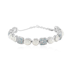 Brazalete en plata con Piedra de Luna arcoíris (KM by Juwelo)