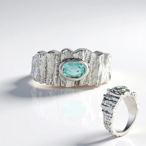 Anello in argento con Smeraldo Color Paraiba (SAELOCANA)