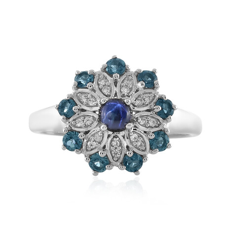 Blauer Stern-Saphir-Silberring
