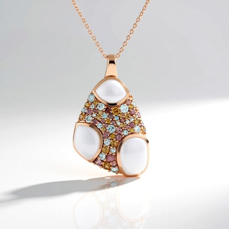 Collana in argento con Pietra di Luna Bianca (KM by Juwelo)