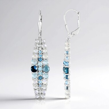 Kolczyki ze srebra rodowanego - Topaz niebieski London Blue (KM by Juwelo)