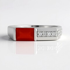 Anello in argento con Onice Rossa