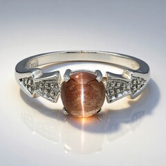 Anello placcato in platino con Scapolite Occhio di Gatto