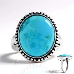 Anello in argento con Turchese Kingman Mohave Blu (Jones Lee)