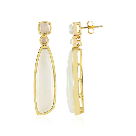 Boucles d'oreilles en argent et Pierre de Lune blanche (KM by Juwelo)