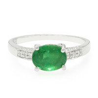Anello placcato in platino con Smeraldo Bahia