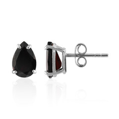 Orecchini Con Granato In Argento 925 - Pietra Ovale 6x8 Mm Cabochon - Fatti A Mano
