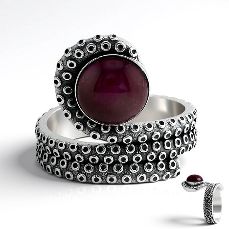 Anello in argento con Turchese Kingman Mohave Porpora (Jones Lee)