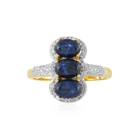 Blauer Stern-Saphir-Silberring