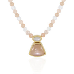 Collar en plata con Piedra de luna melocotón (KM by Juwelo)