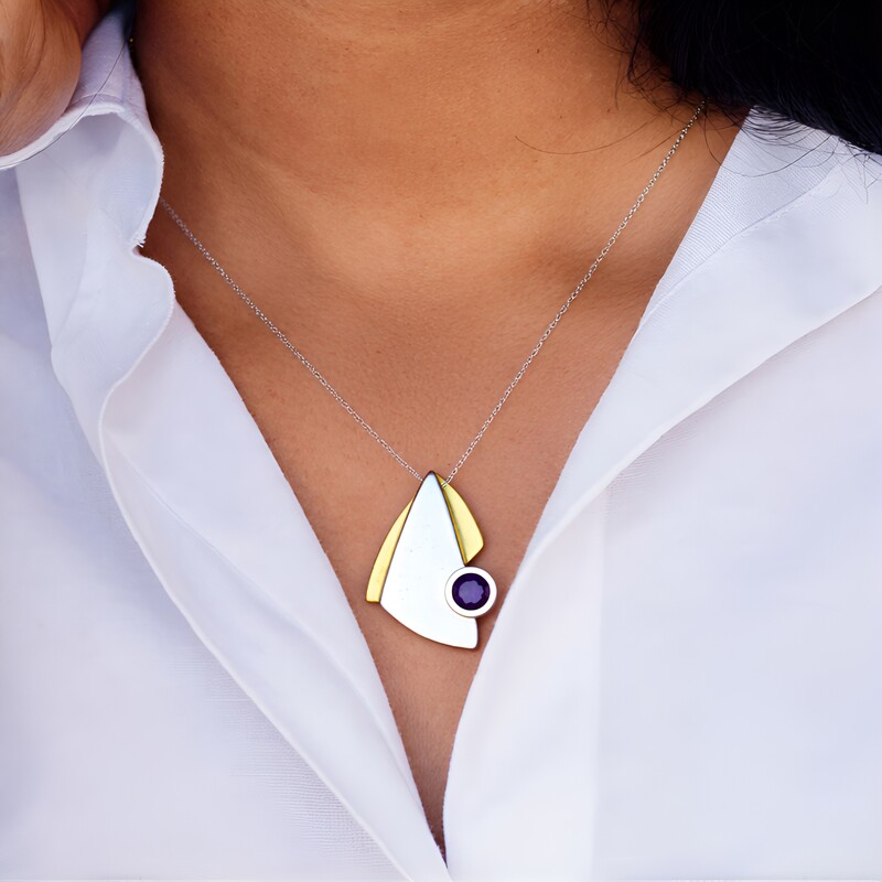 Pendentif en argent et Améthyste d'Uruguay (MONOSONO COLLECTION)