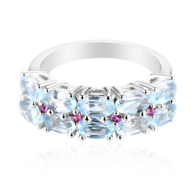 Anillo en plata con Topacio azul cielo
