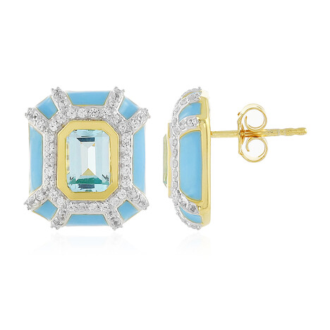 Himmelblauer Topas-Silberohrringe