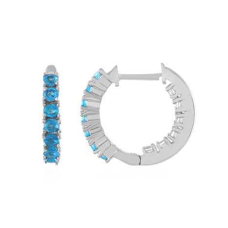 Neon Blue Apatite Silver Earrings