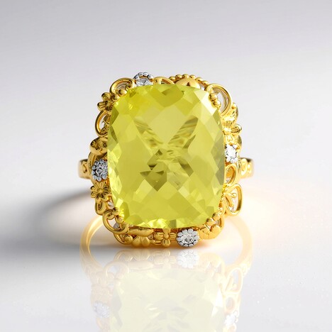 Anello in argento con Quarzo Ouro Verde (Gems en Vogue)