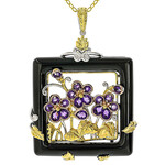 Zilveren halsketting met een zwarte onyx (Gems en Vogue)