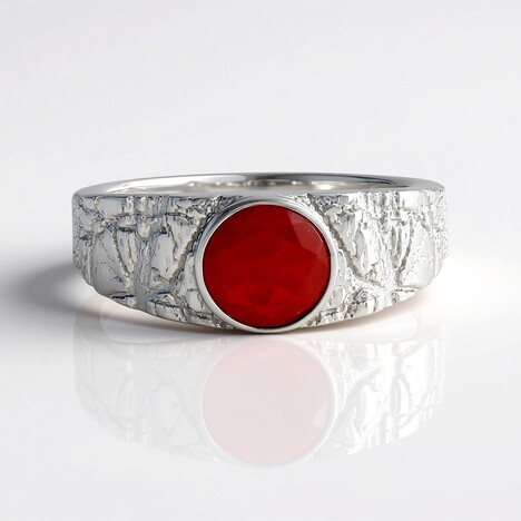 Bague en argent et Opale rouge d'Éthiopie (SAELOCANA)