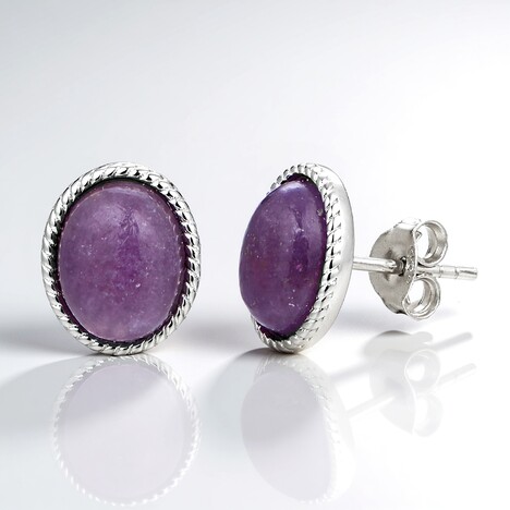 Boucles d'oreilles en argent et Lépidolite